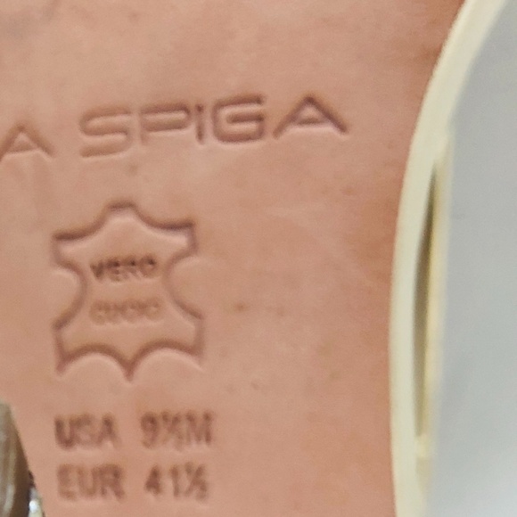 Via Spiga Gold Leather Open Toe Heels Sandals - Picture 12 of 13